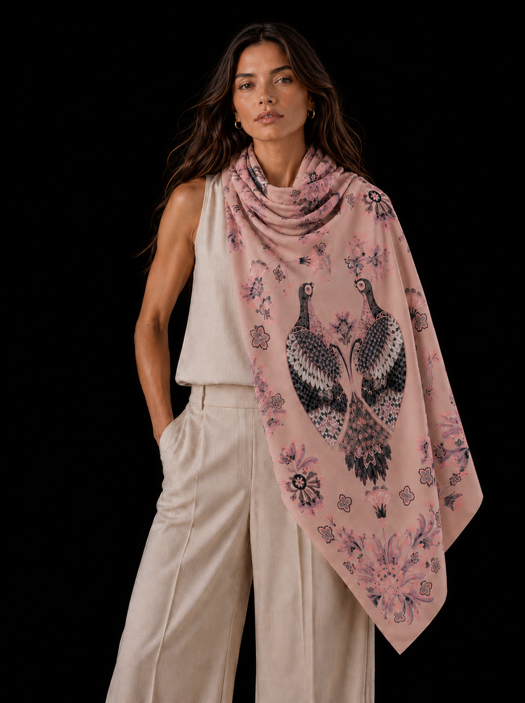 PASTELOVE CASHMERE SCARF - LIGHT ROUGE
