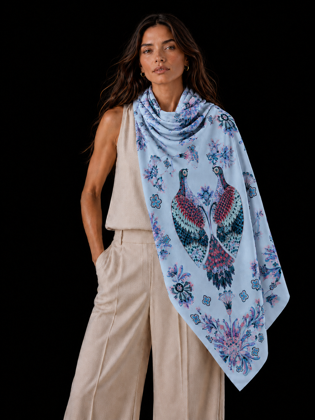 PASTELOVE CASHMERE SCARF - SKY BLUE