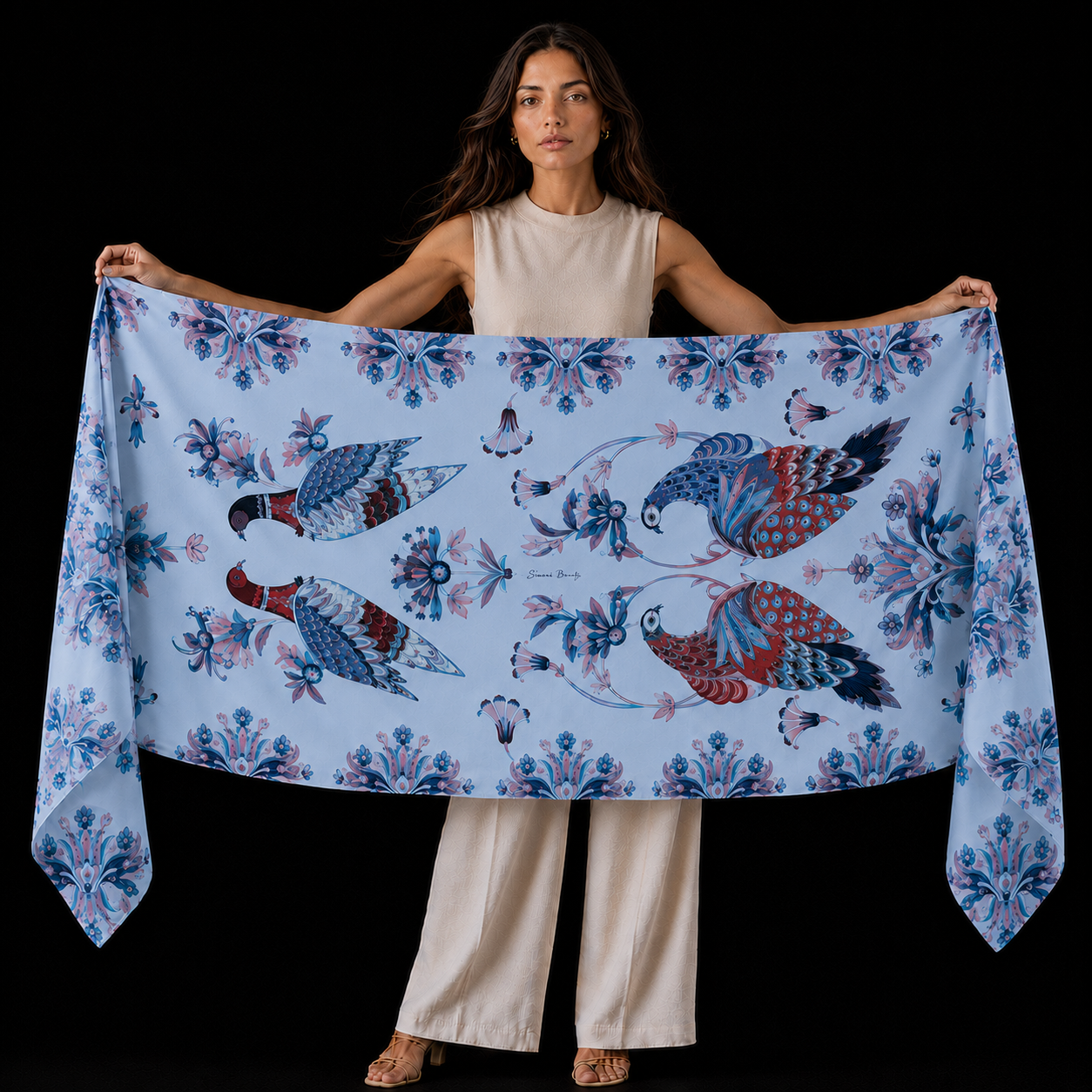 PASTELOVE CASHMERE SCARF - SKY BLUE