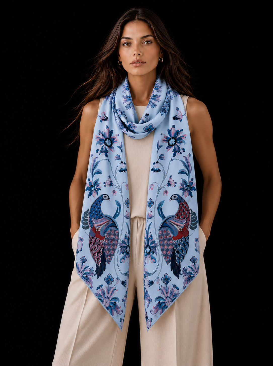 PASTELOVE CASHMERE SCARF - SKY BLUE