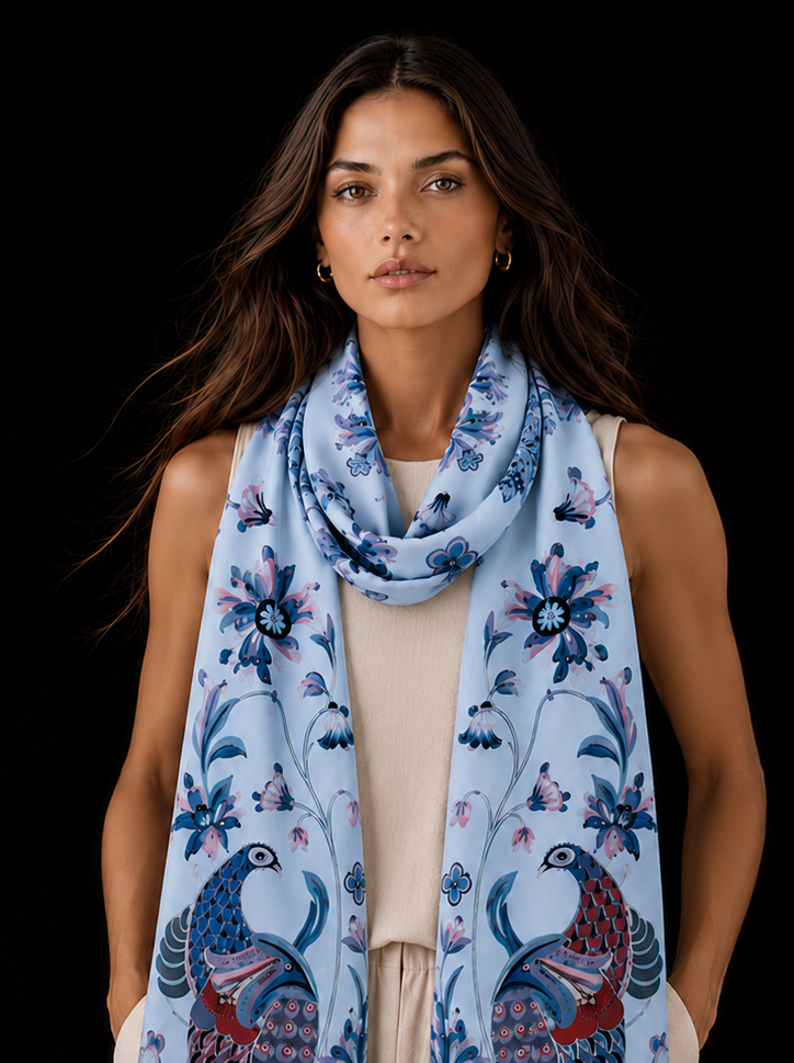 PASTELOVE CASHMERE SCARF - SKY BLUE