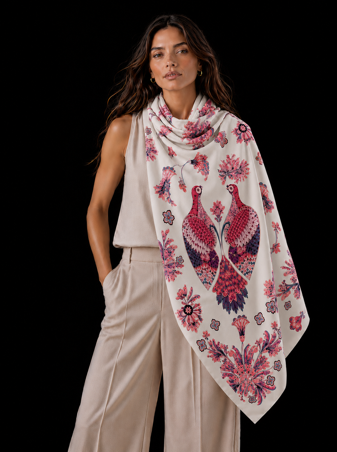 PASTELOVE CASHMERE SCARF - OFF WHITE