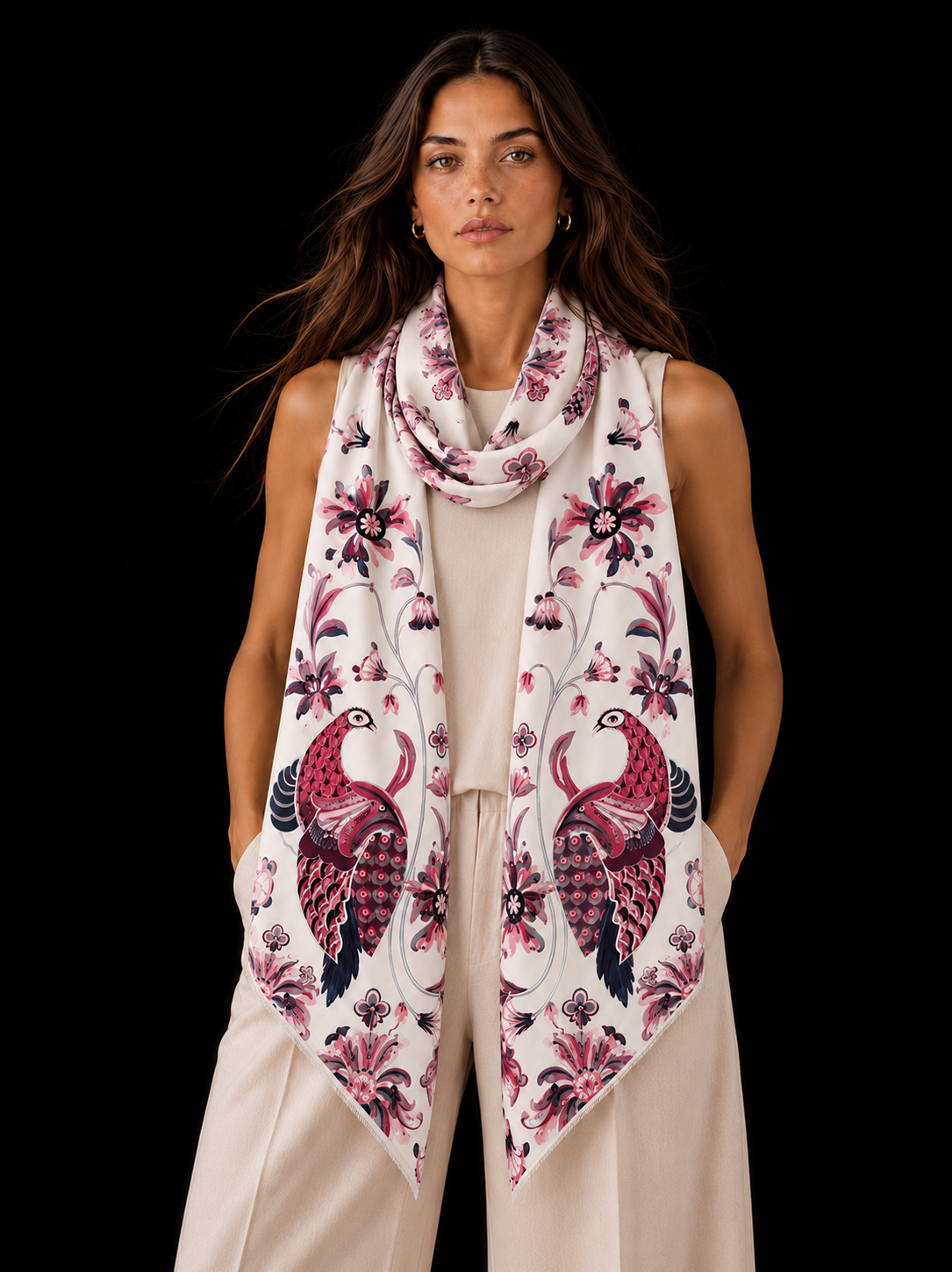 PASTELOVE CASHMERE SCARF - OFF WHITE