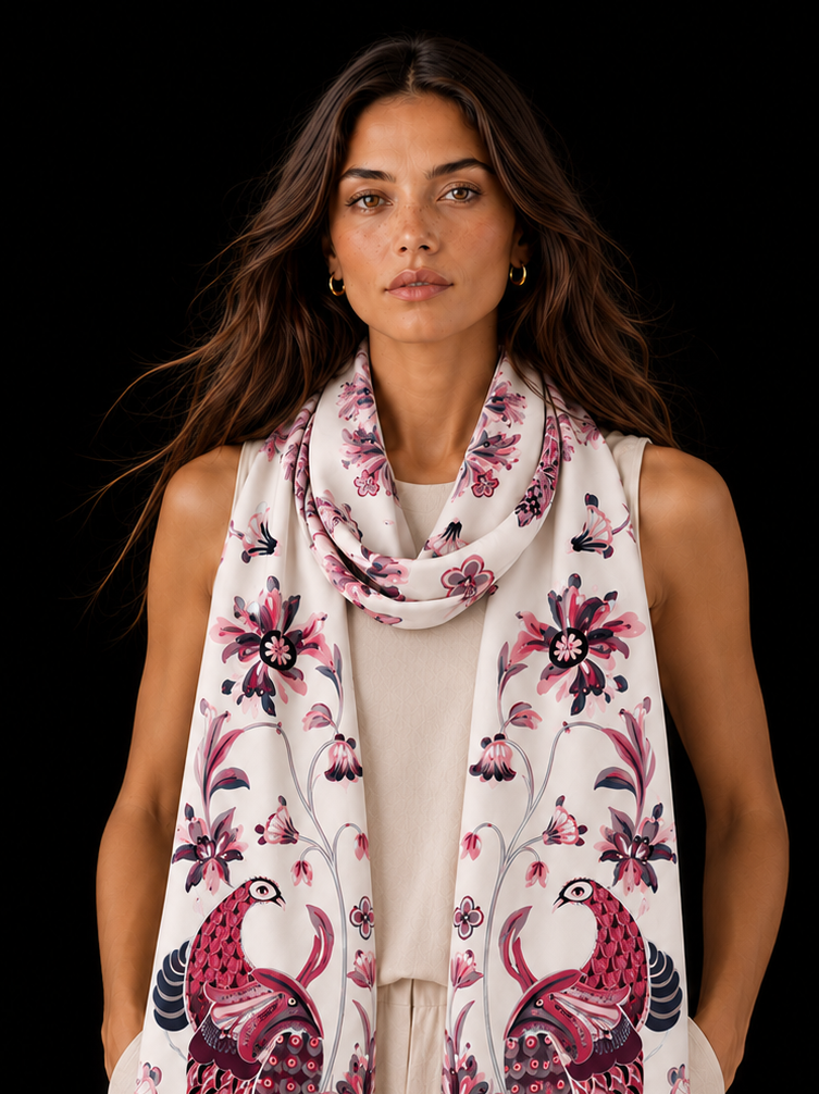 PASTELOVE CASHMERE SCARF - OFF WHITE