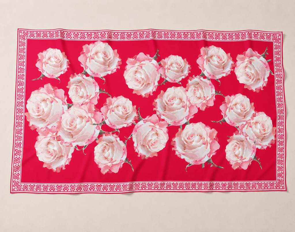 ROSES CASHMERE SCARF - RED