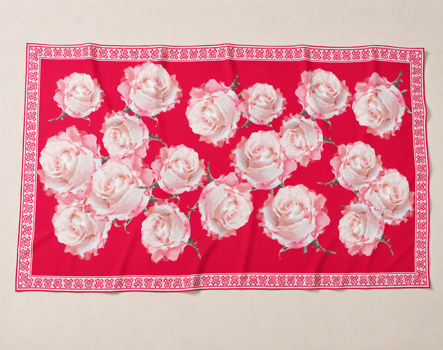 ROSES CASHMERE SCARF - RED
