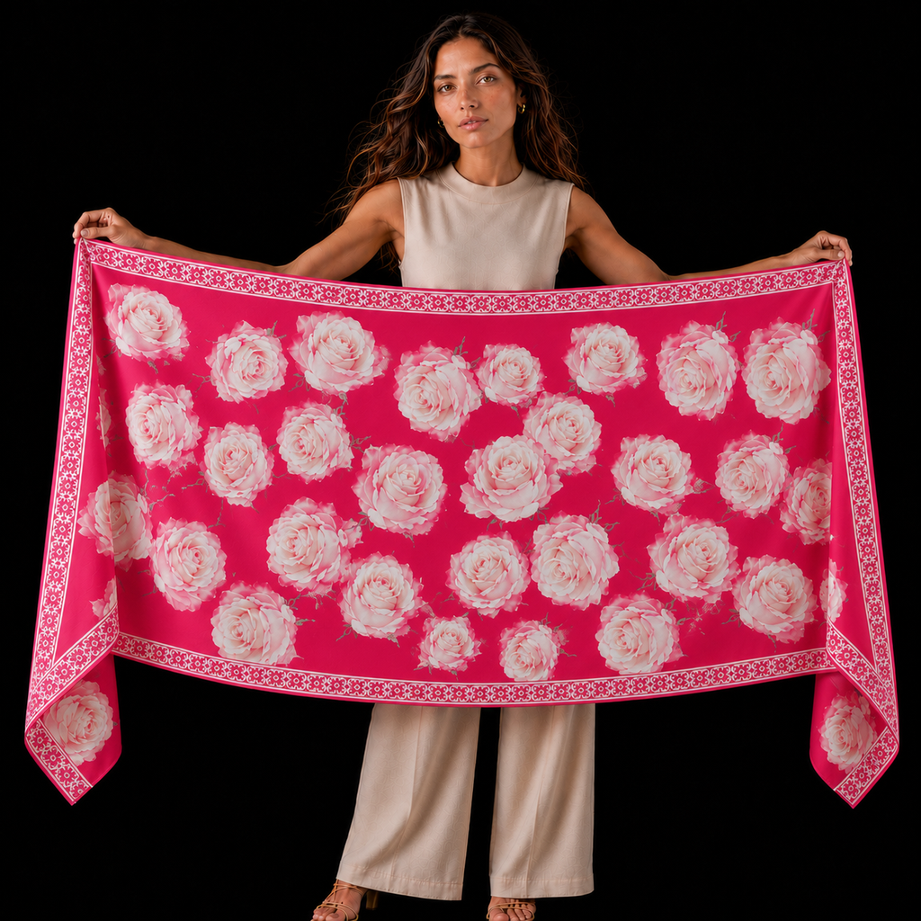 ROSES CASHMERE SCARF - RED