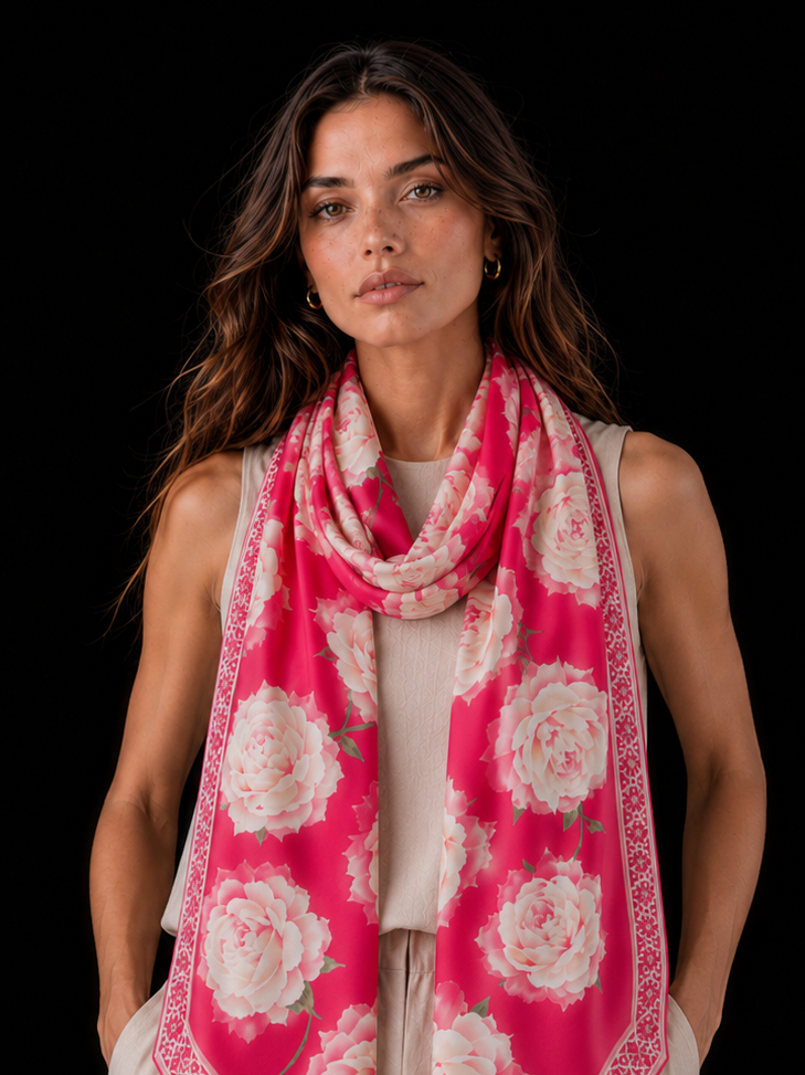 ROSES CASHMERE SCARF - RED