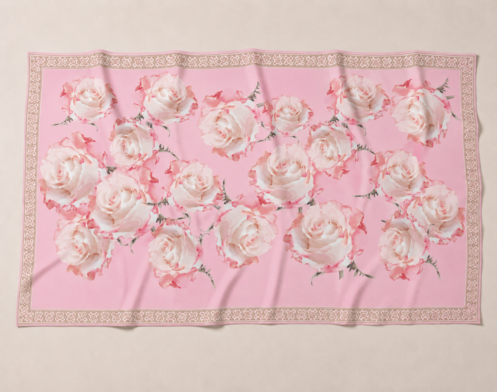 ROSES CASHMERE SCARF - PINK