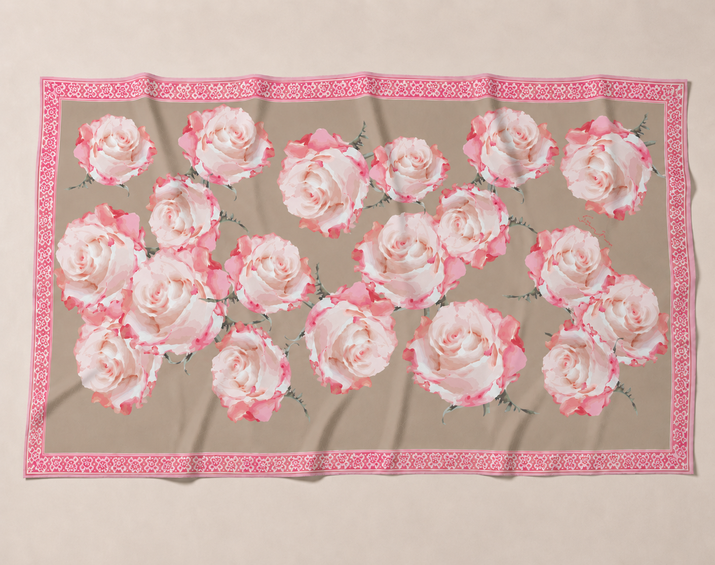 ROSES CASHMERE SCARF - TAUPE