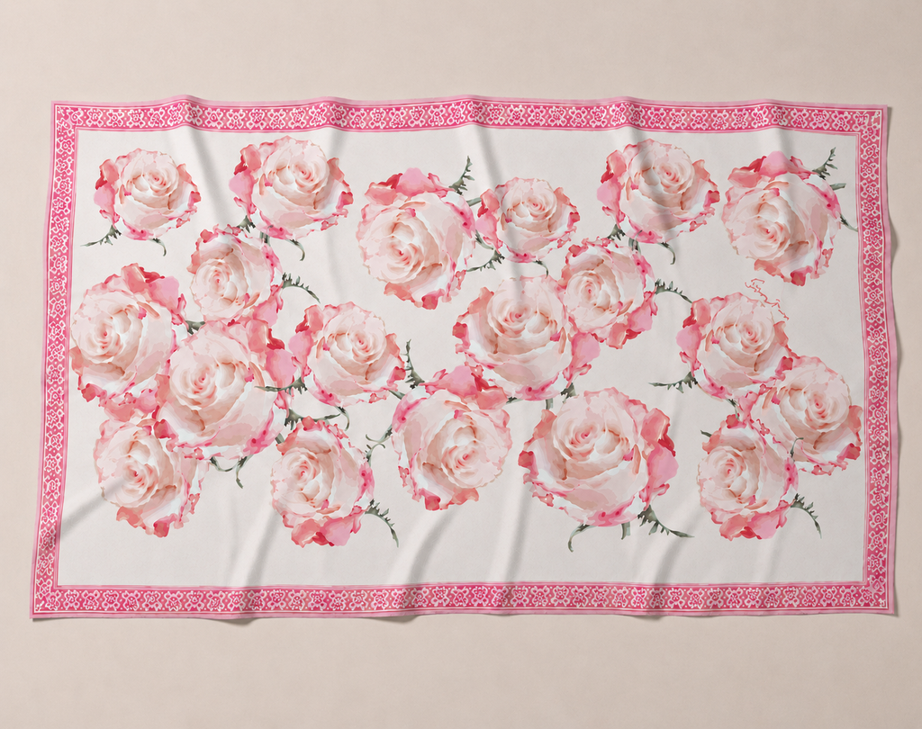 ROSES CASHMERE SCARF - OFF WHITE