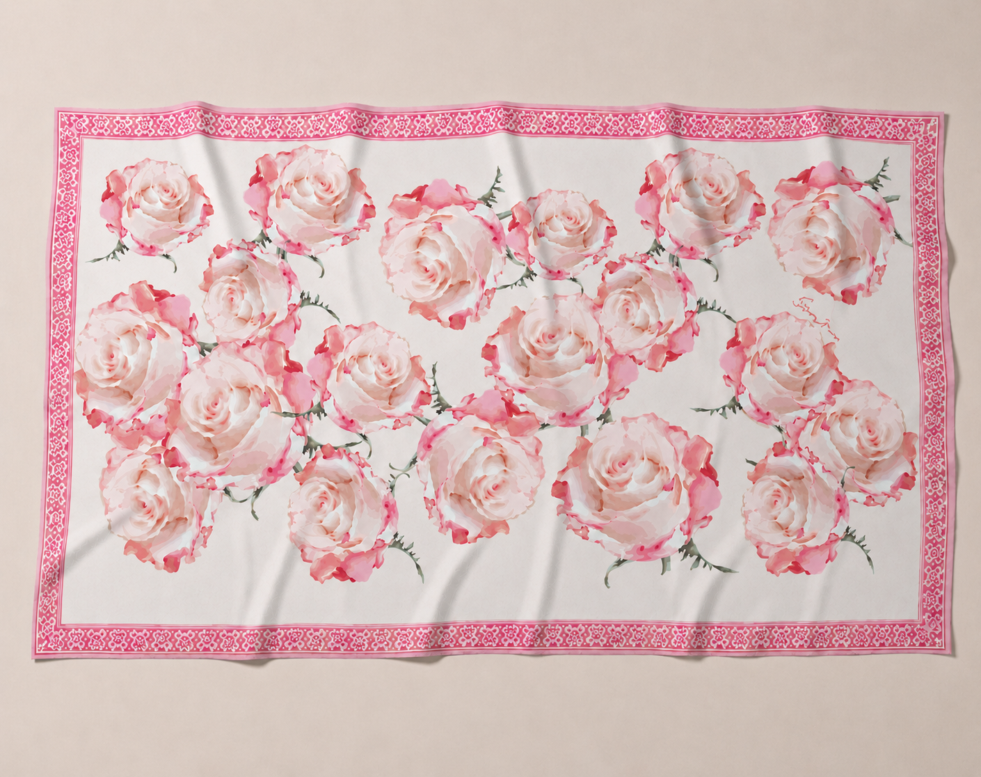 ROSES CASHMERE SCARF - OFF WHITE