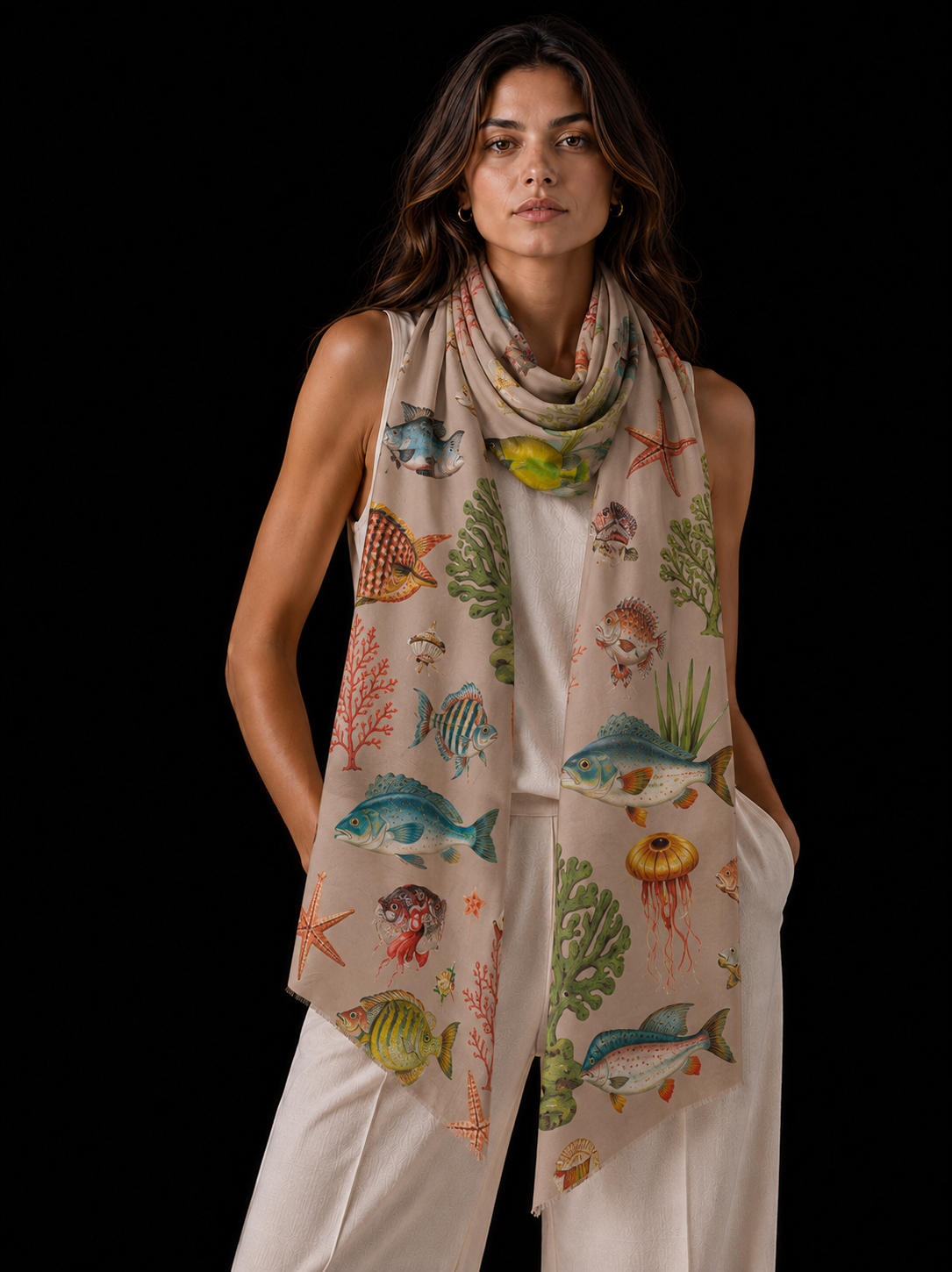 SHOAL CASHMERE SCARF - TAUPE