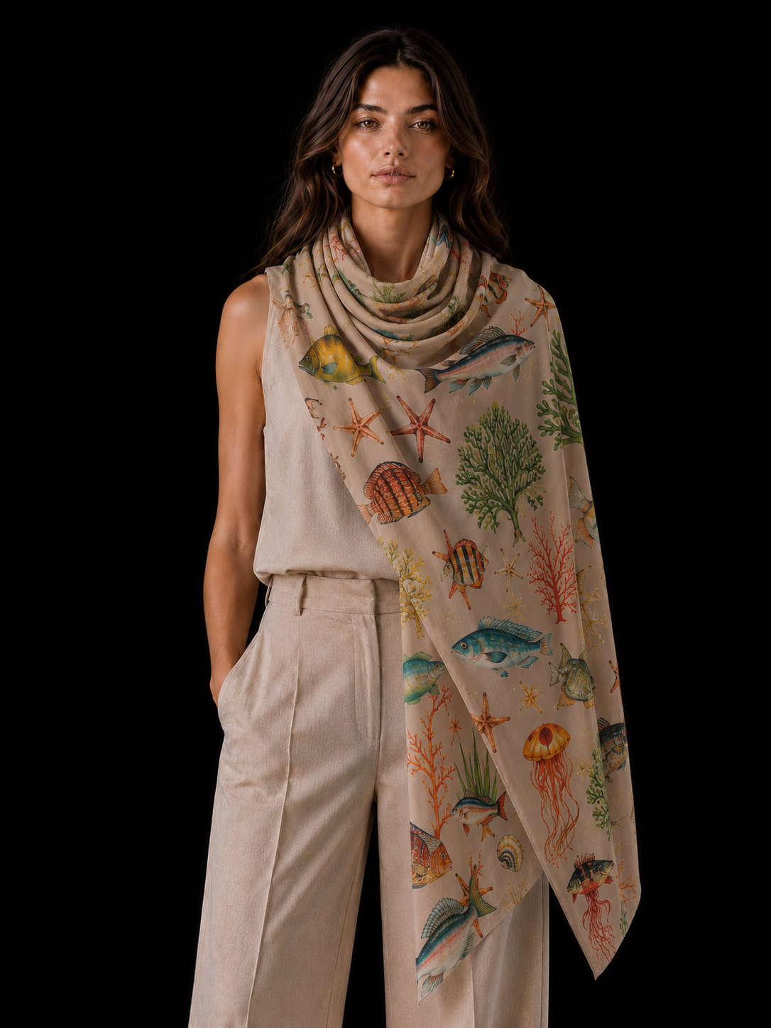 SHOAL CASHMERE SCARF - TAUPE