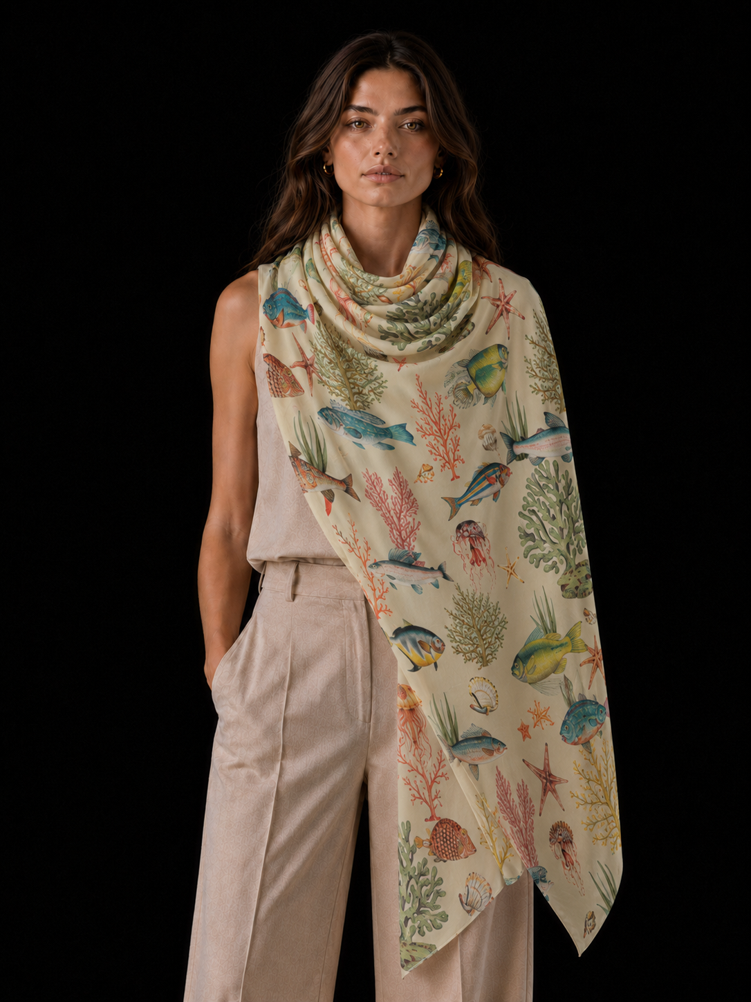 SHOAL CASHMERE SCARF - GREEN