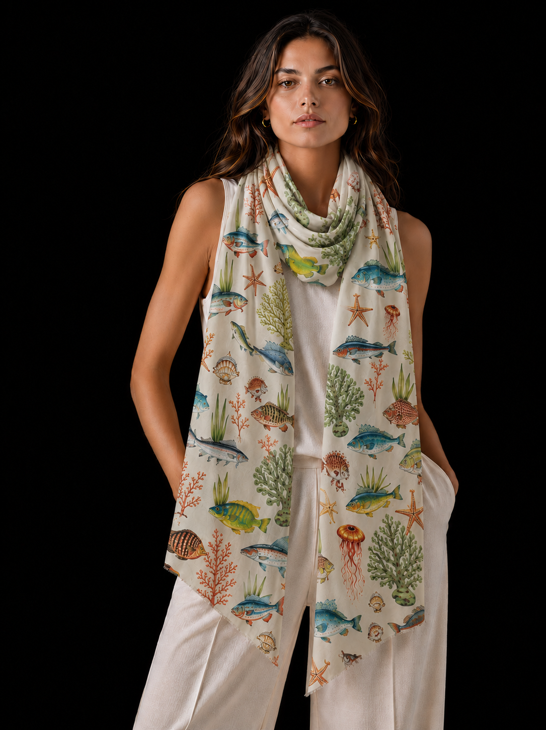 SHOAL CASHMERE SCARF - GREEN