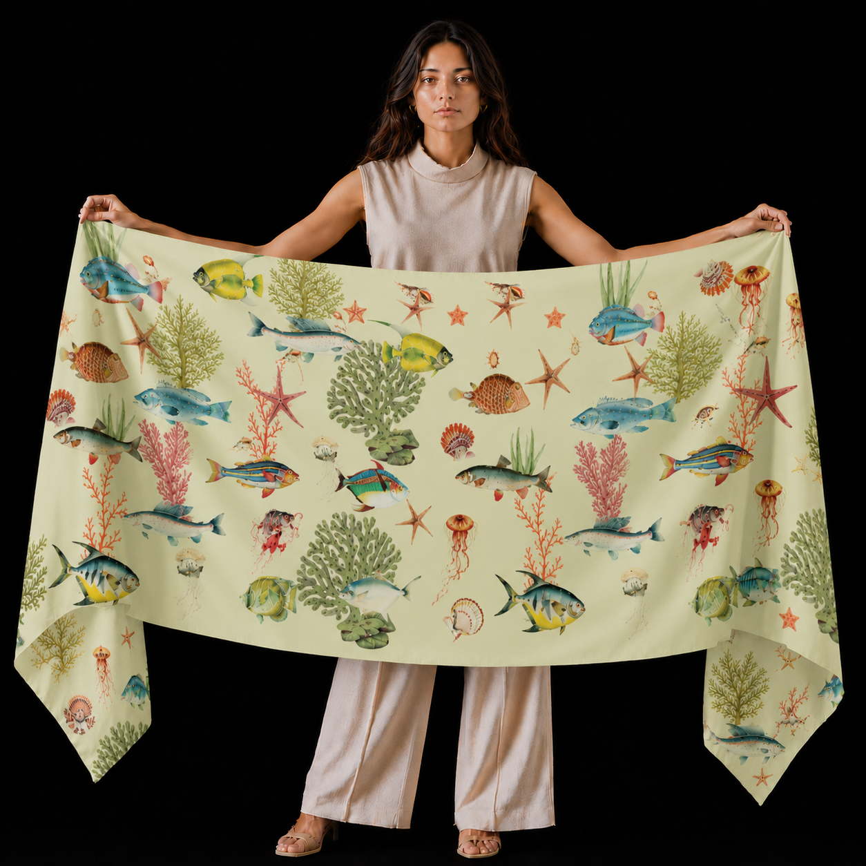 SHOAL CASHMERE SCARF - GREEN