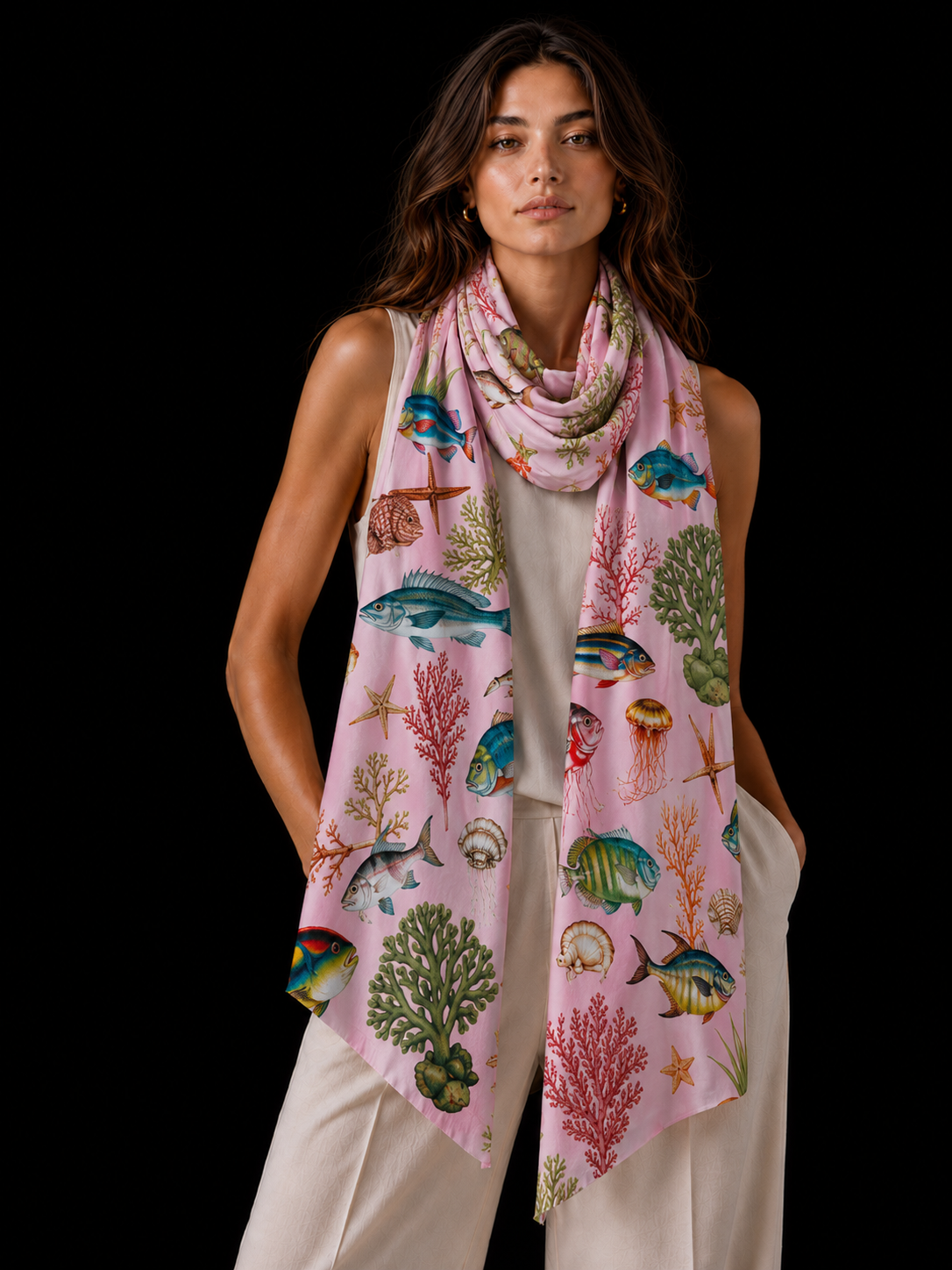 SHOAL CASHMERE SCARF - LIGHT ROSE
