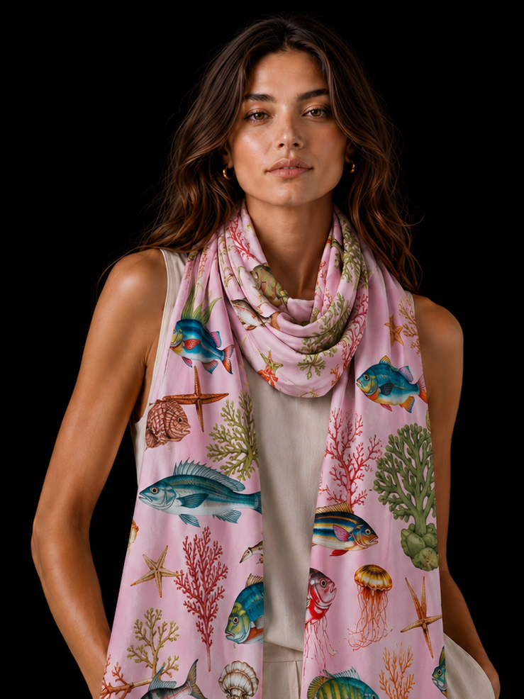 SHOAL CASHMERE SCARF - LIGHT ROSE