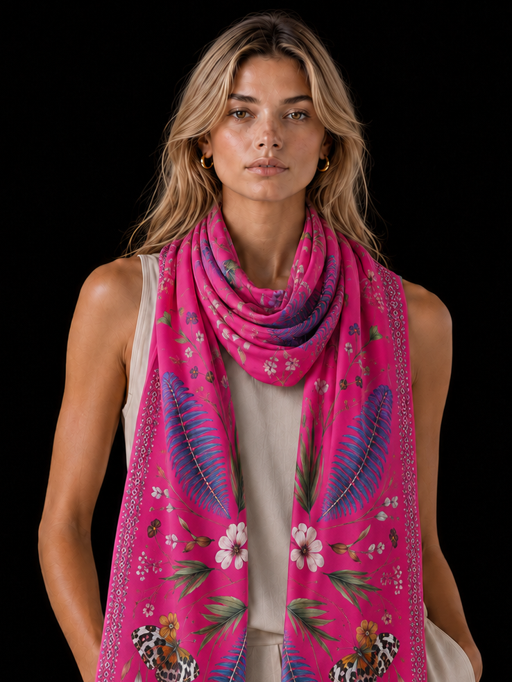 SPRING CASHMERE SCARF - DAYGLOW