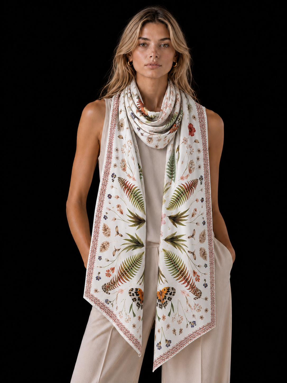 SPRING CASHMERE SCARF - OFF WHITE