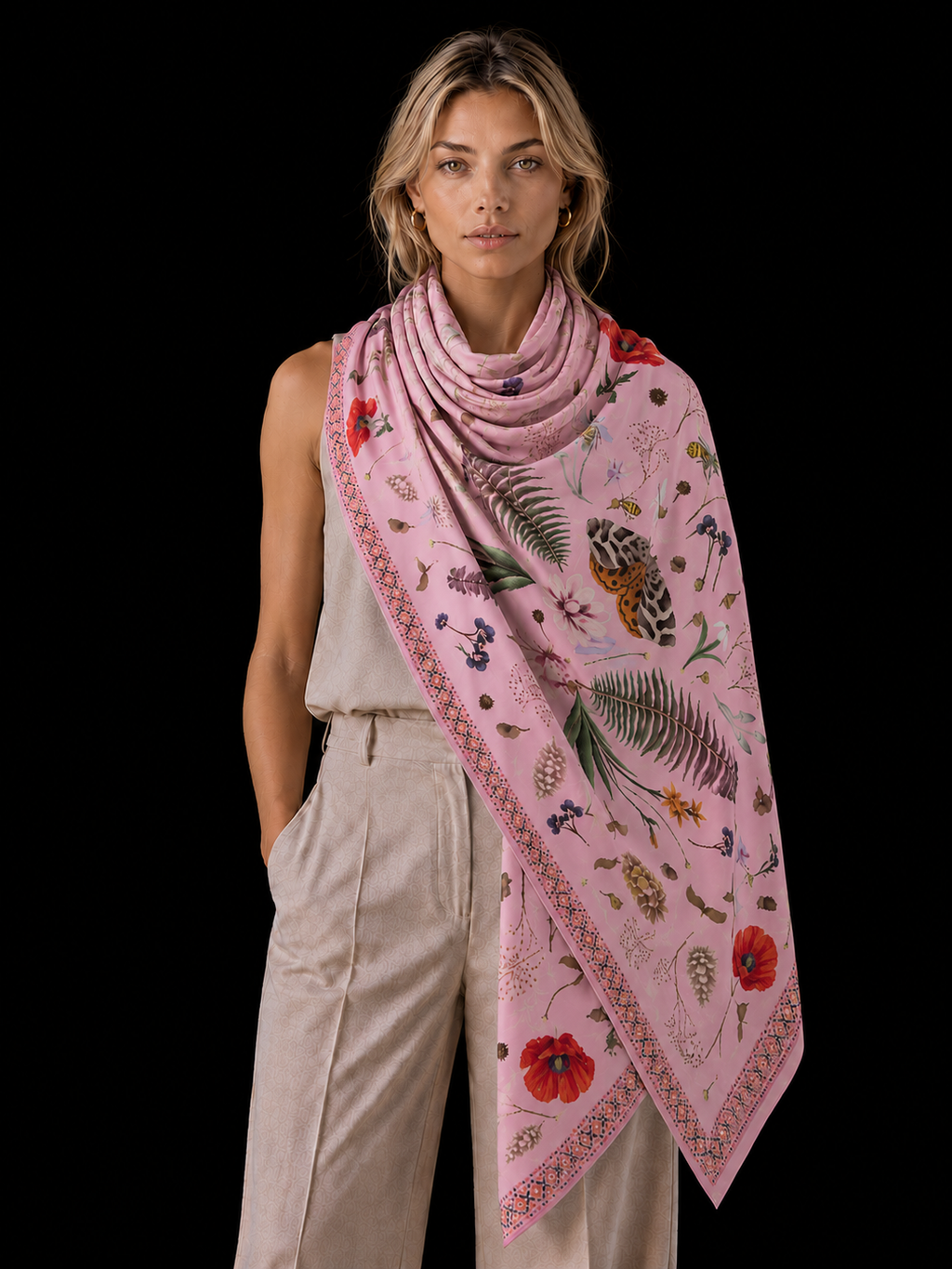 SPRING CASHMERE SCARF - LIGHT ROSE