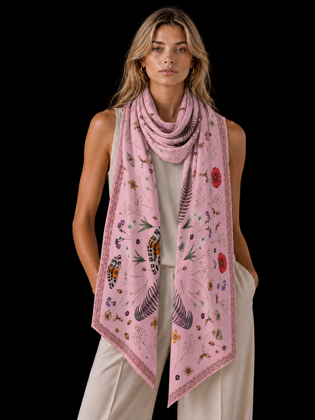 SPRING CASHMERE SCARF - LIGHT ROSE