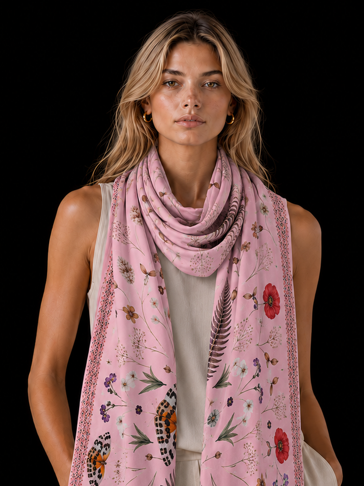 SPRING CASHMERE SCARF - LIGHT ROSE
