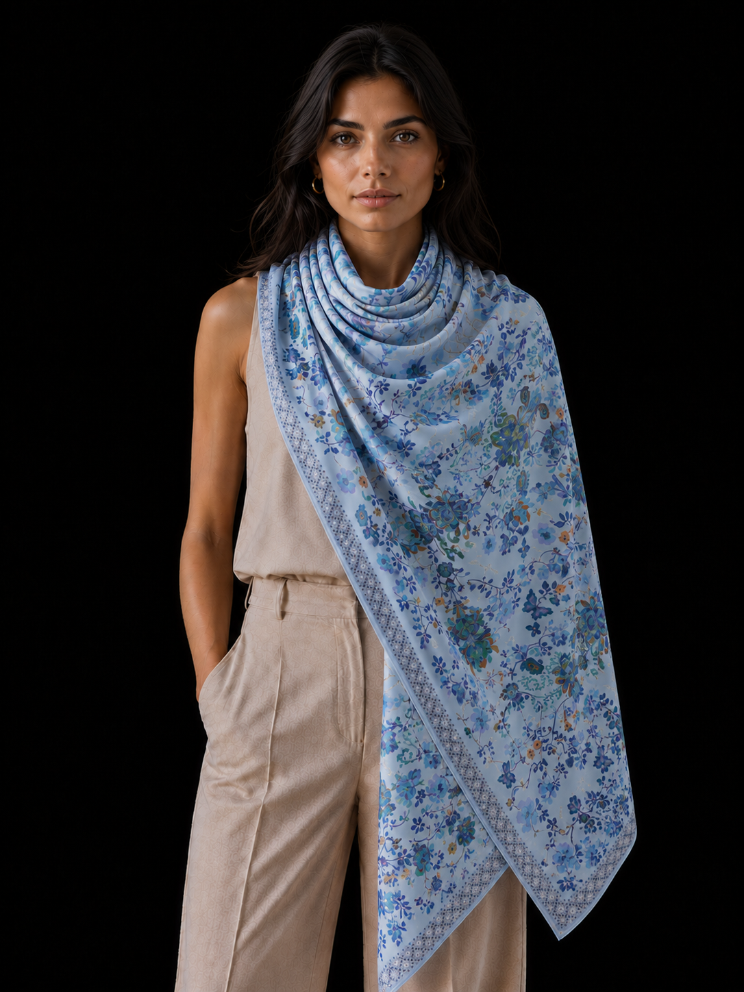 SUMMER CASHMERE SCARF - BLUE