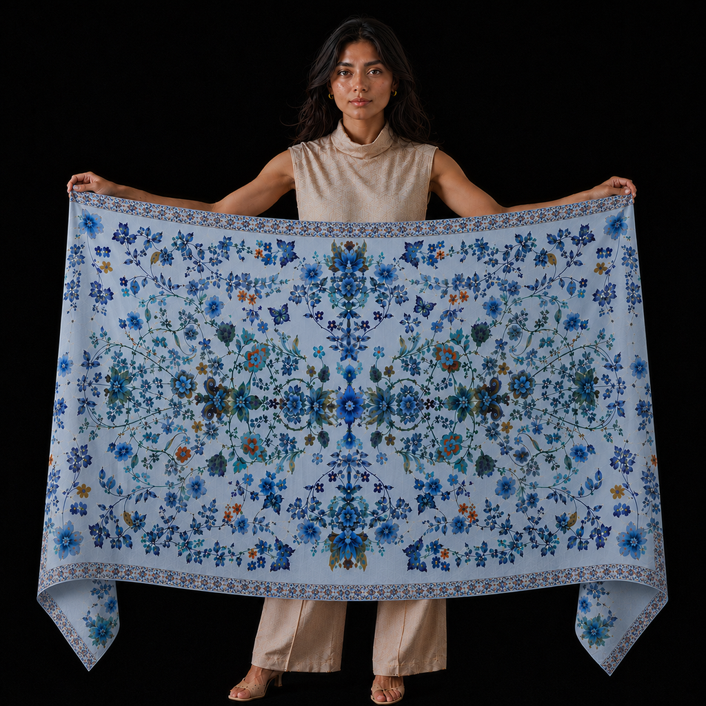 SUMMER CASHMERE SCARF - BLUE