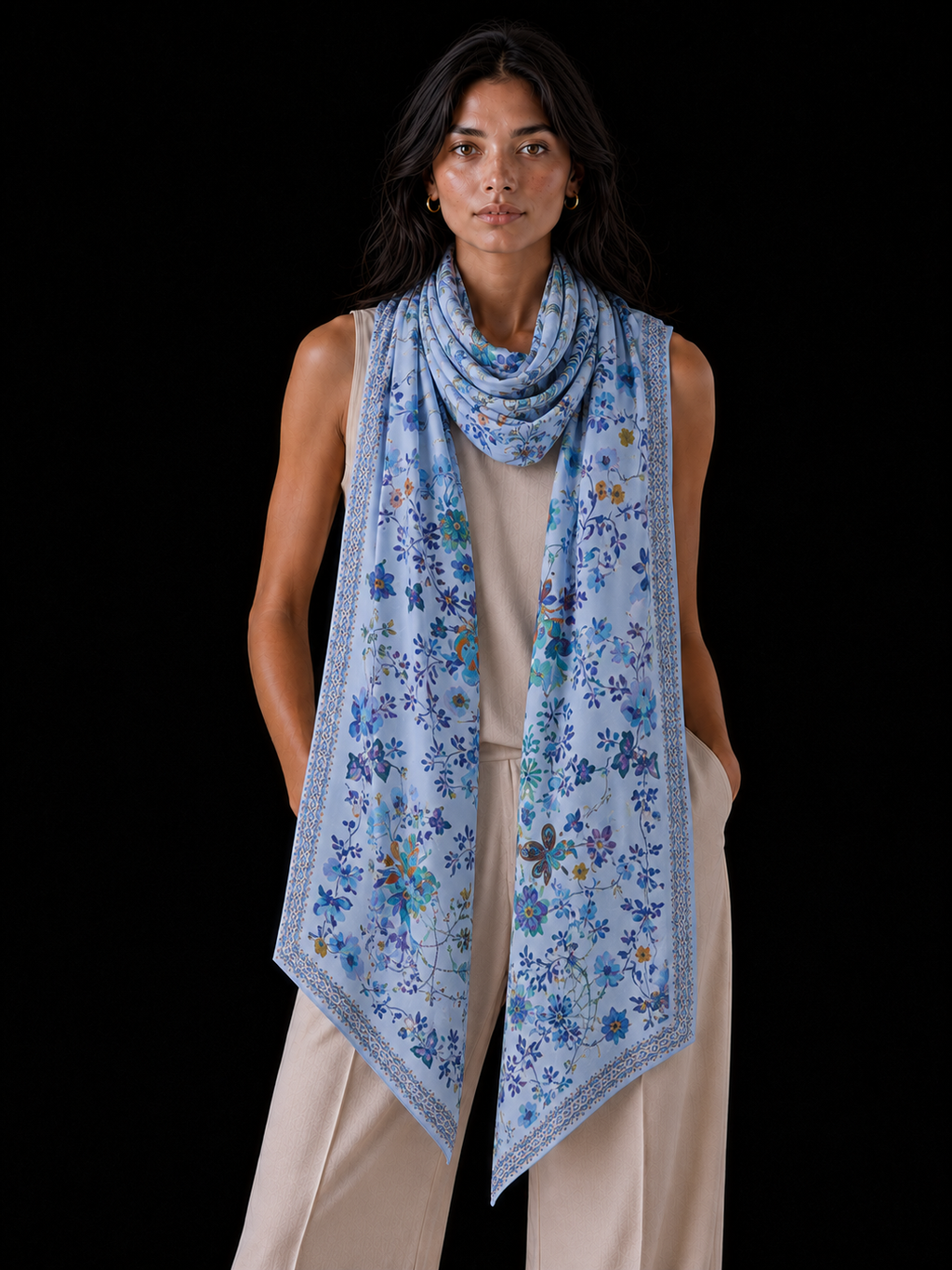 SUMMER CASHMERE SCARF - BLUE