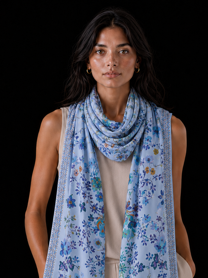 SUMMER CASHMERE SCARF - BLUE