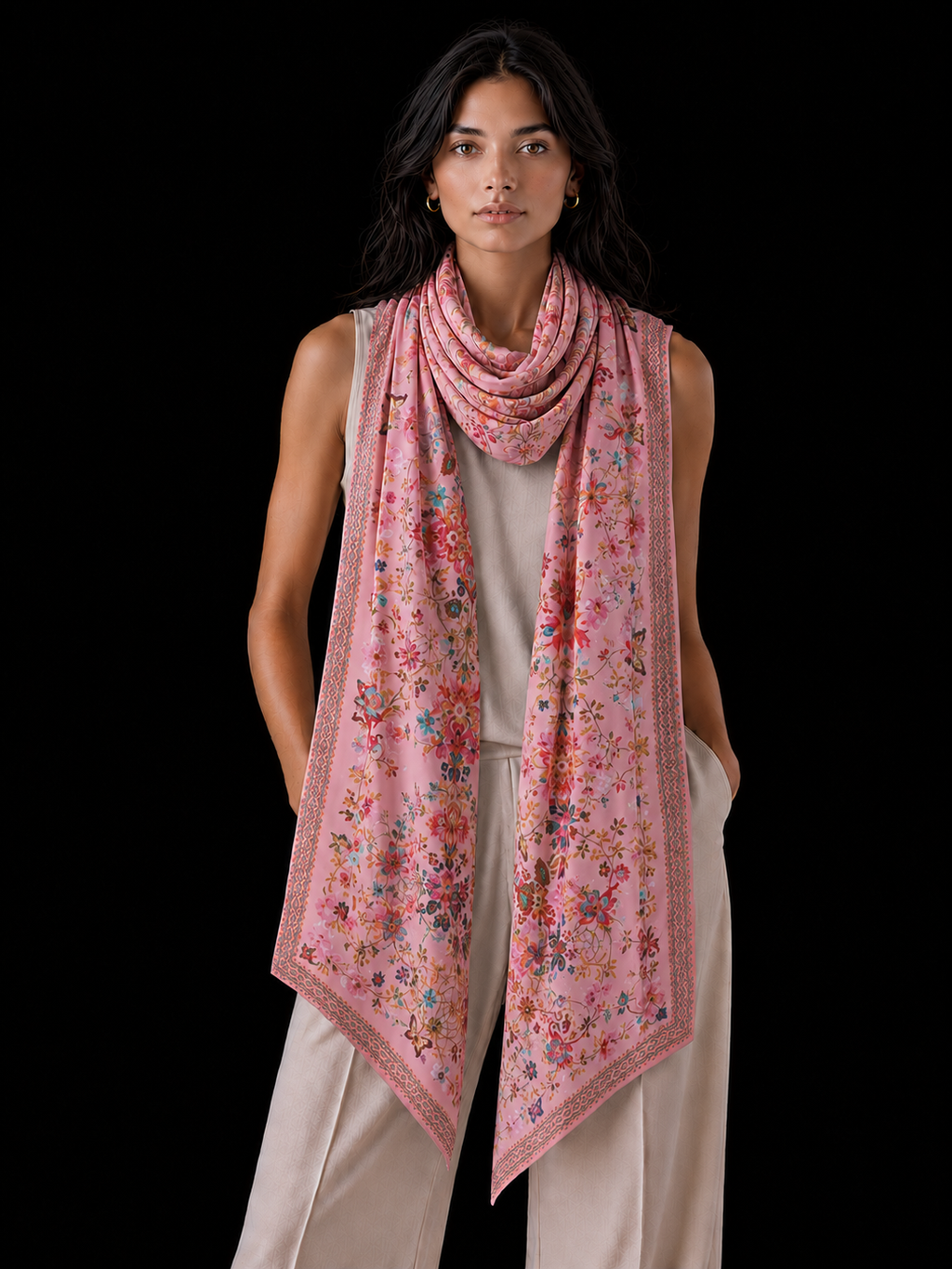 SUMMER CASHMERE SCARF - LIGHT CORAL