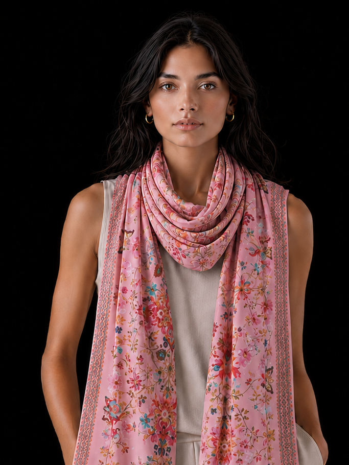 SUMMER CASHMERE SCARF - LIGHT CORAL
