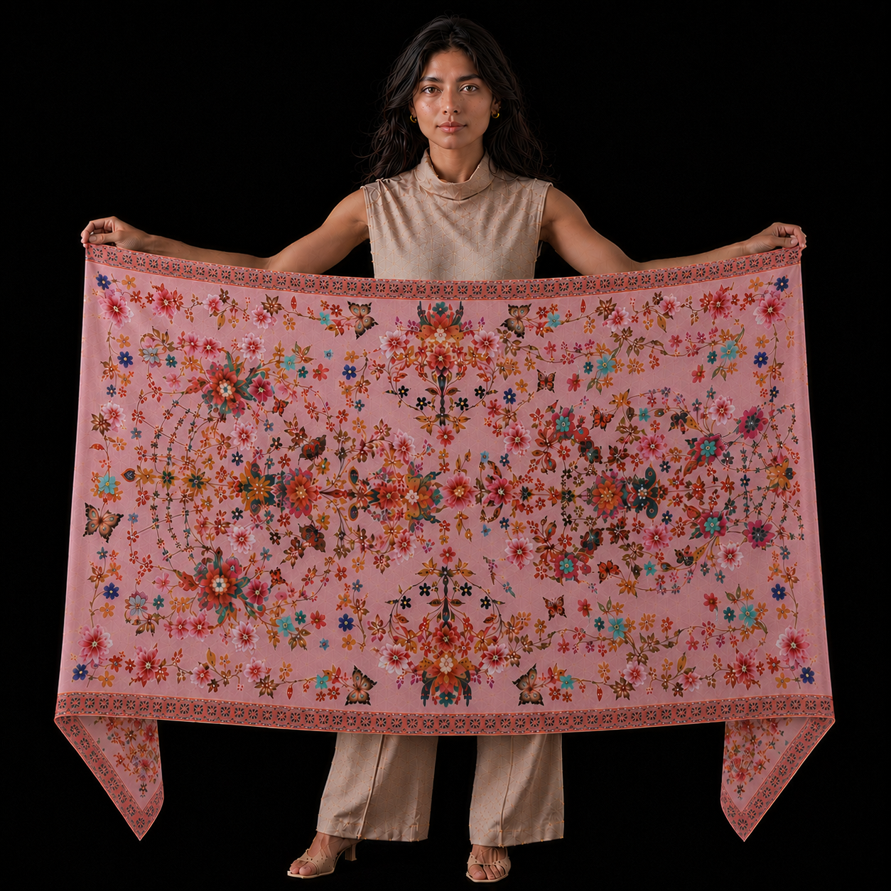 SUMMER CASHMERE SCARF - LIGHT CORAL