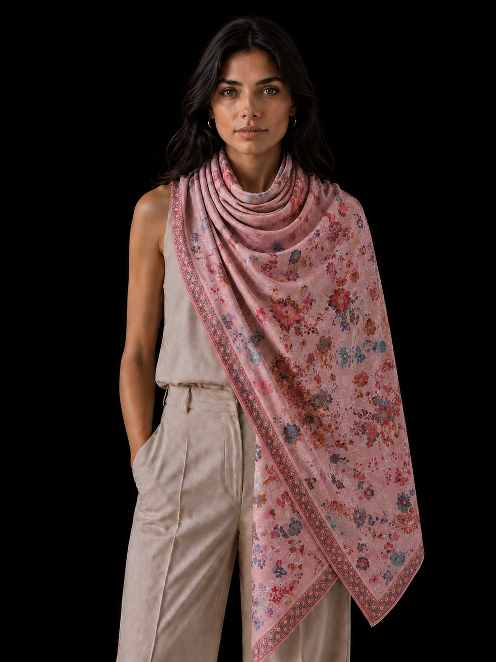 SUMMER CASHMERE SCARF - LIGHT CORAL