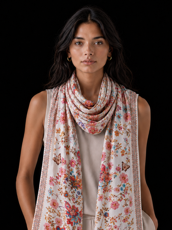 SUMMER CASHMERE SCARF - OFF WHITE