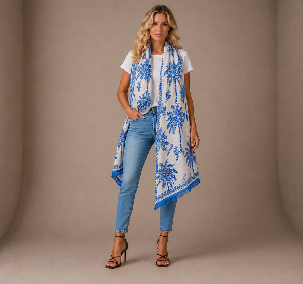 BLUETIDE CASHMERE SCARF - GHOST