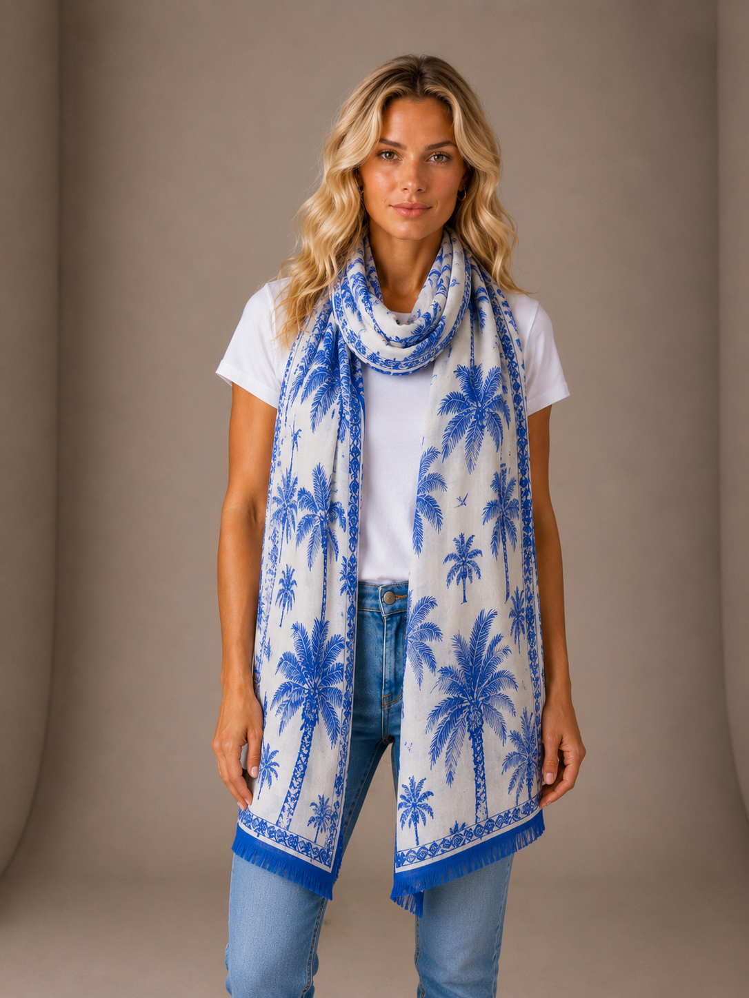 BLUETIDE CASHMERE SCARF - GHOST