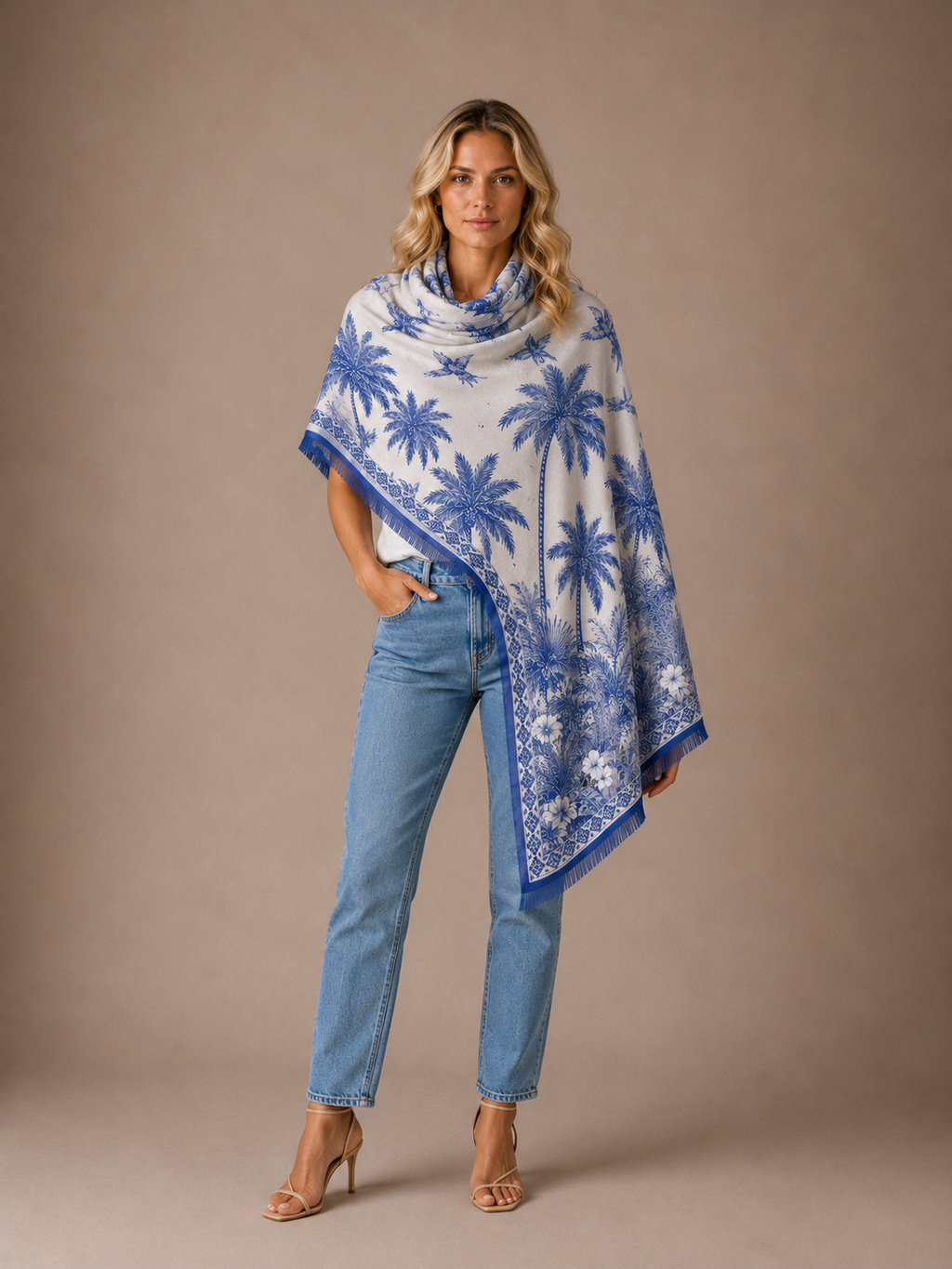 BLUETIDE CASHMERE SCARF - GHOST
