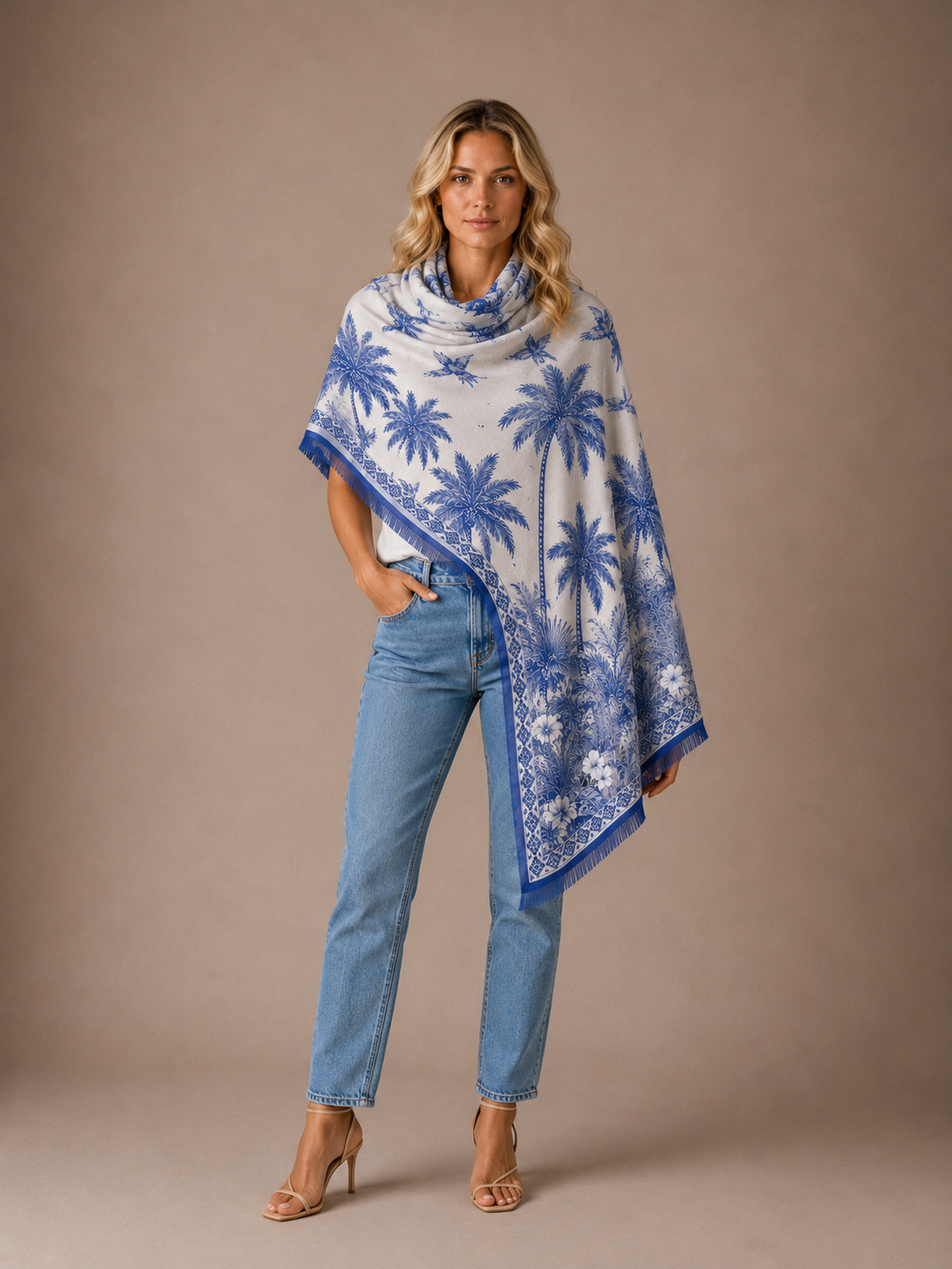 BLUETIDE CASHMERE SCARF - GHOST