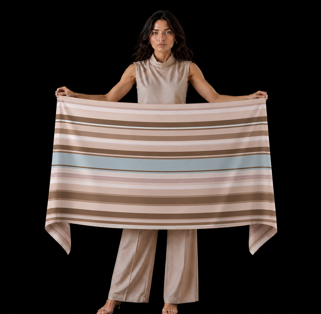 SUMMER STRIPES CASHMERE SCARF - BROWN