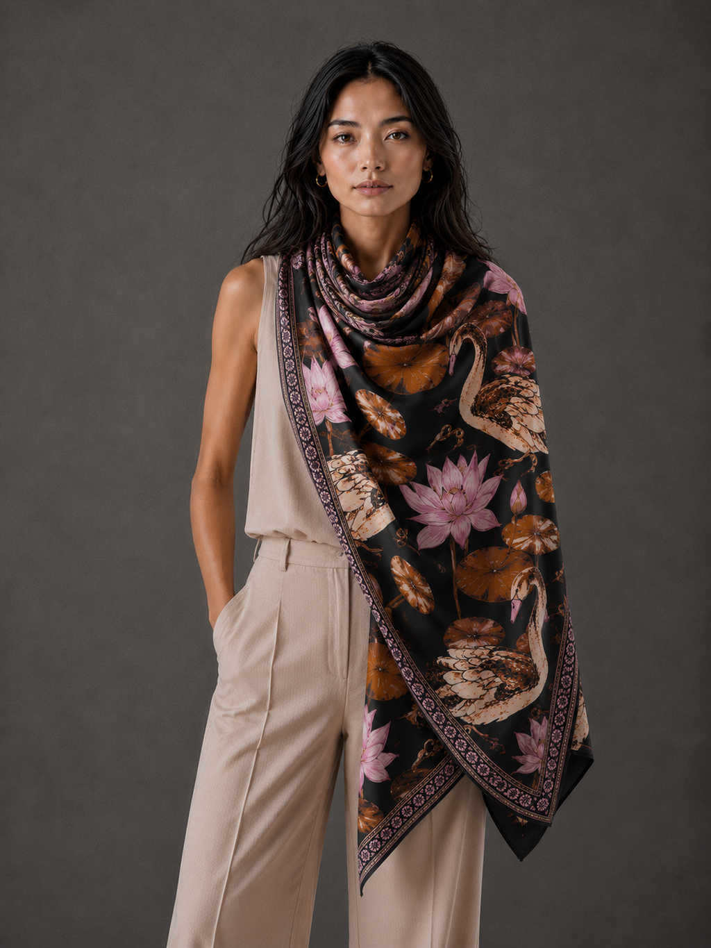 SWAN CASHMERE SCARF - TRIACLE
