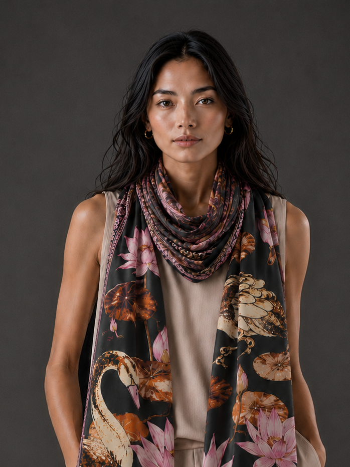 SWAN CASHMERE SCARF - TRIACLE