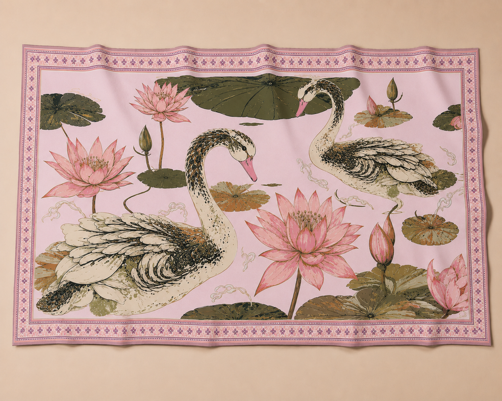 SWAN CASHMERE SCARF - LIGHT ROSE