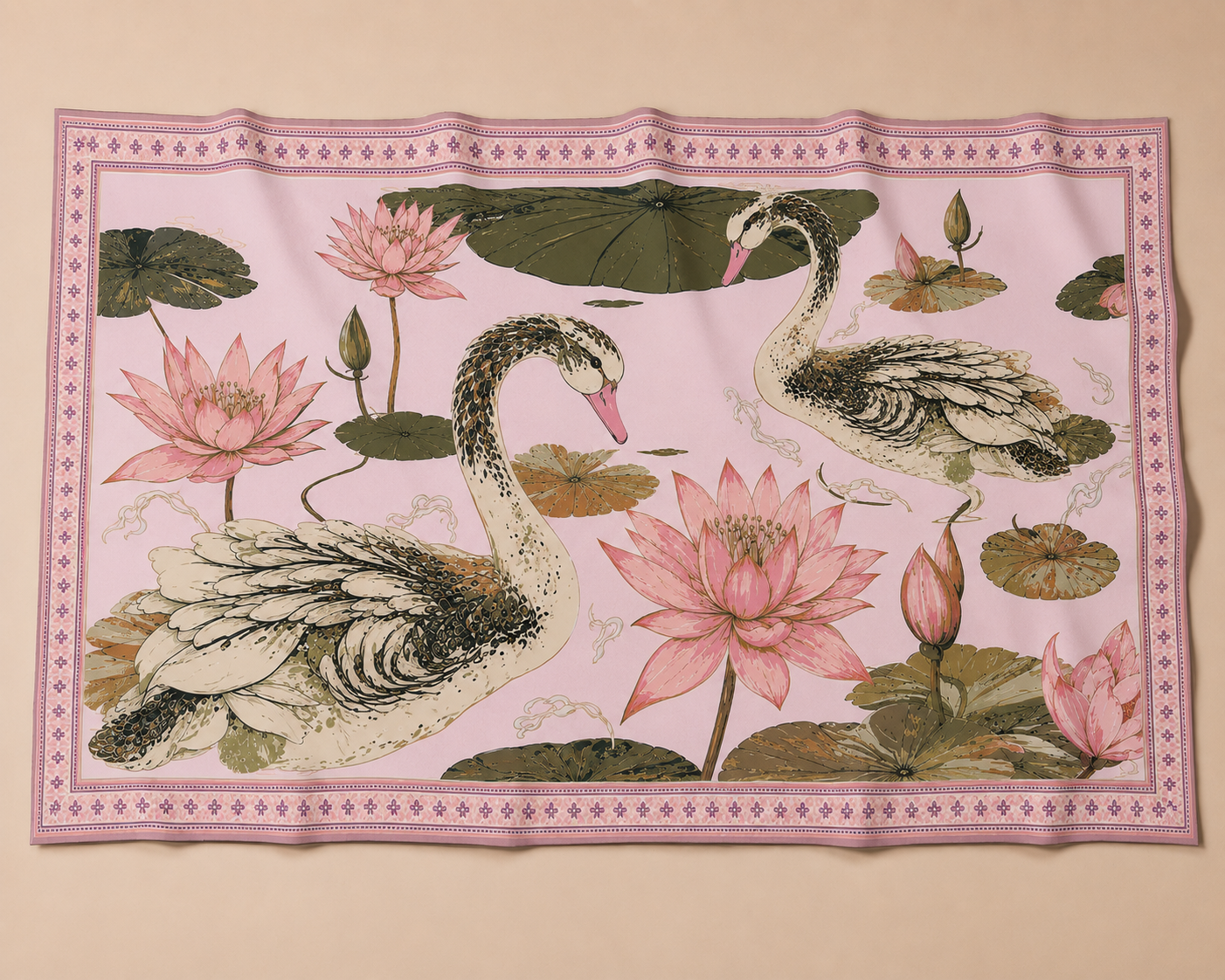 SWAN CASHMERE SCARF - LIGHT ROSE