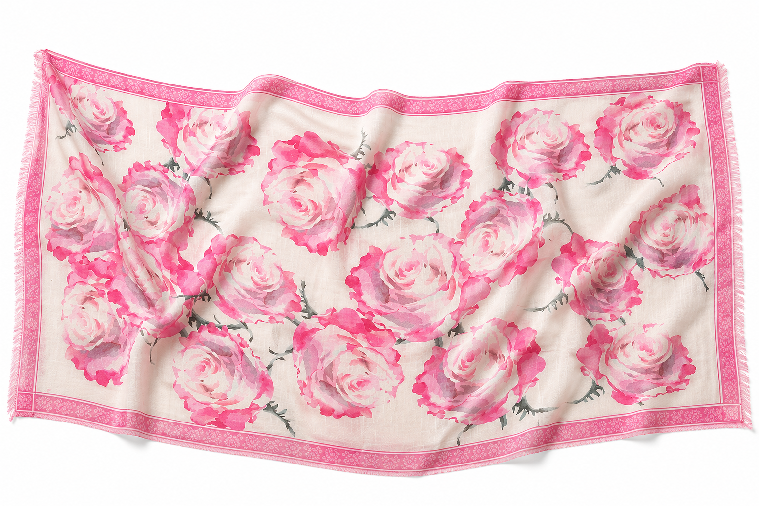 ROSES CASHMERE SCARF - OFF WHITE