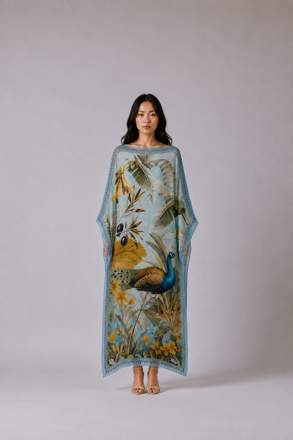 OASIS SILK TUNIC - DUSTY BLUE