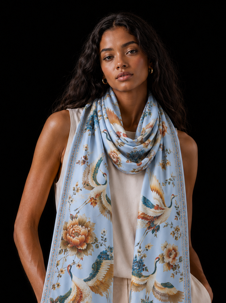 TSURU CASHMERE SCARF - LIGHT BLUE