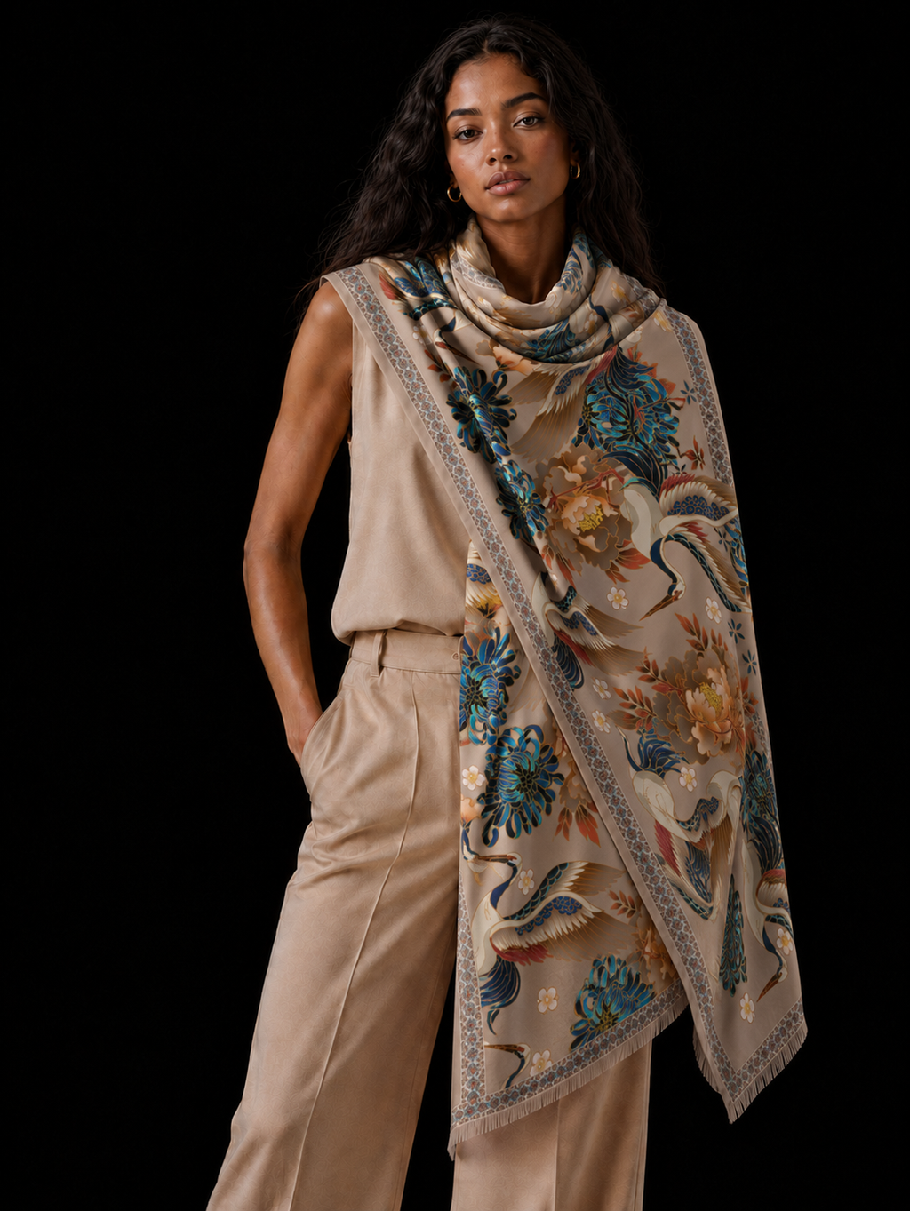 TSURU CASHMERE SCARF - TAUPE
